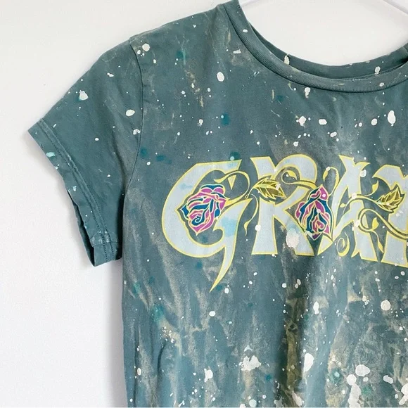 Y2K Grail Paint Splatter Rose Graphic T-shirt - Picture 2 of 8